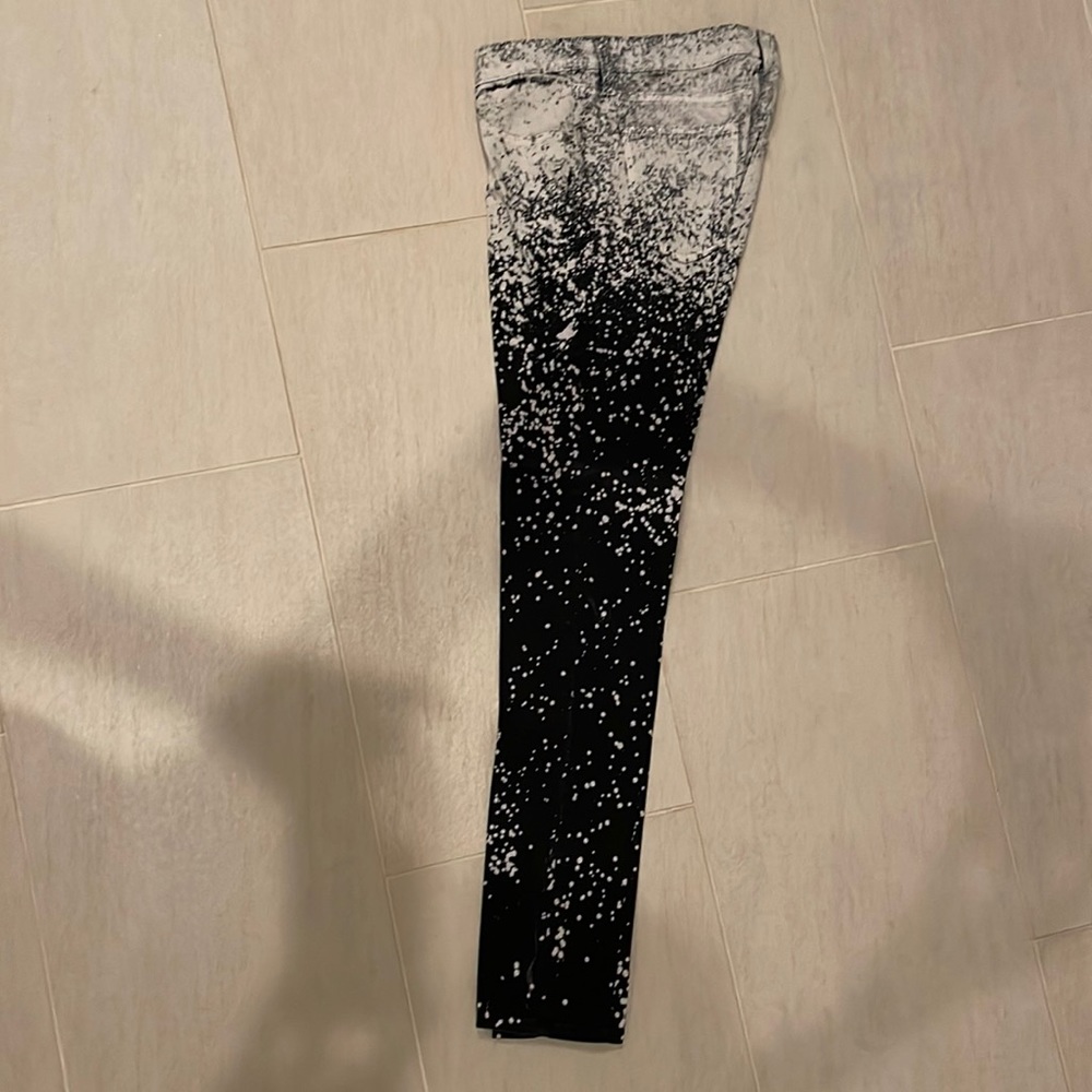Ombre black and white jeans.